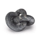 Abstract Cassius marble decorative table sculpture, hand-carved, dark gray with light veins, flowing knot design.