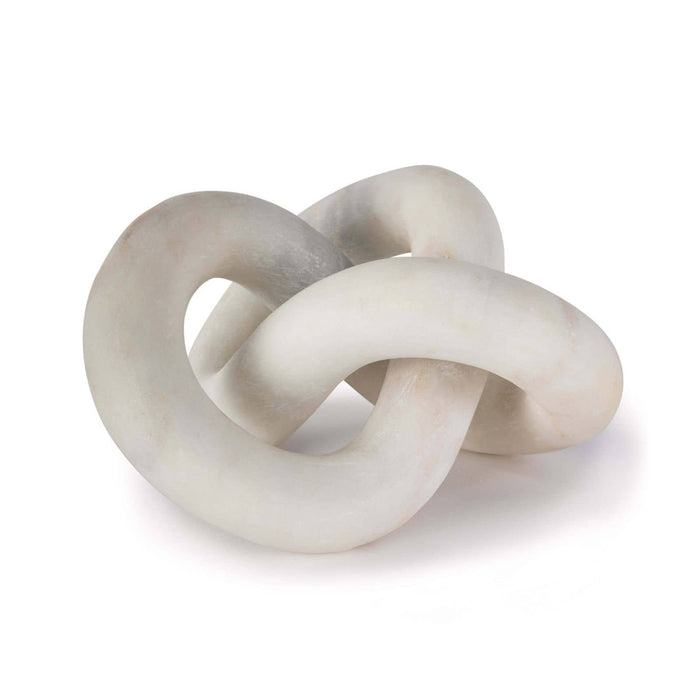 Abstract Cassius marble decorative table sculpture, hand-carved, flowing singular form, light stone color.