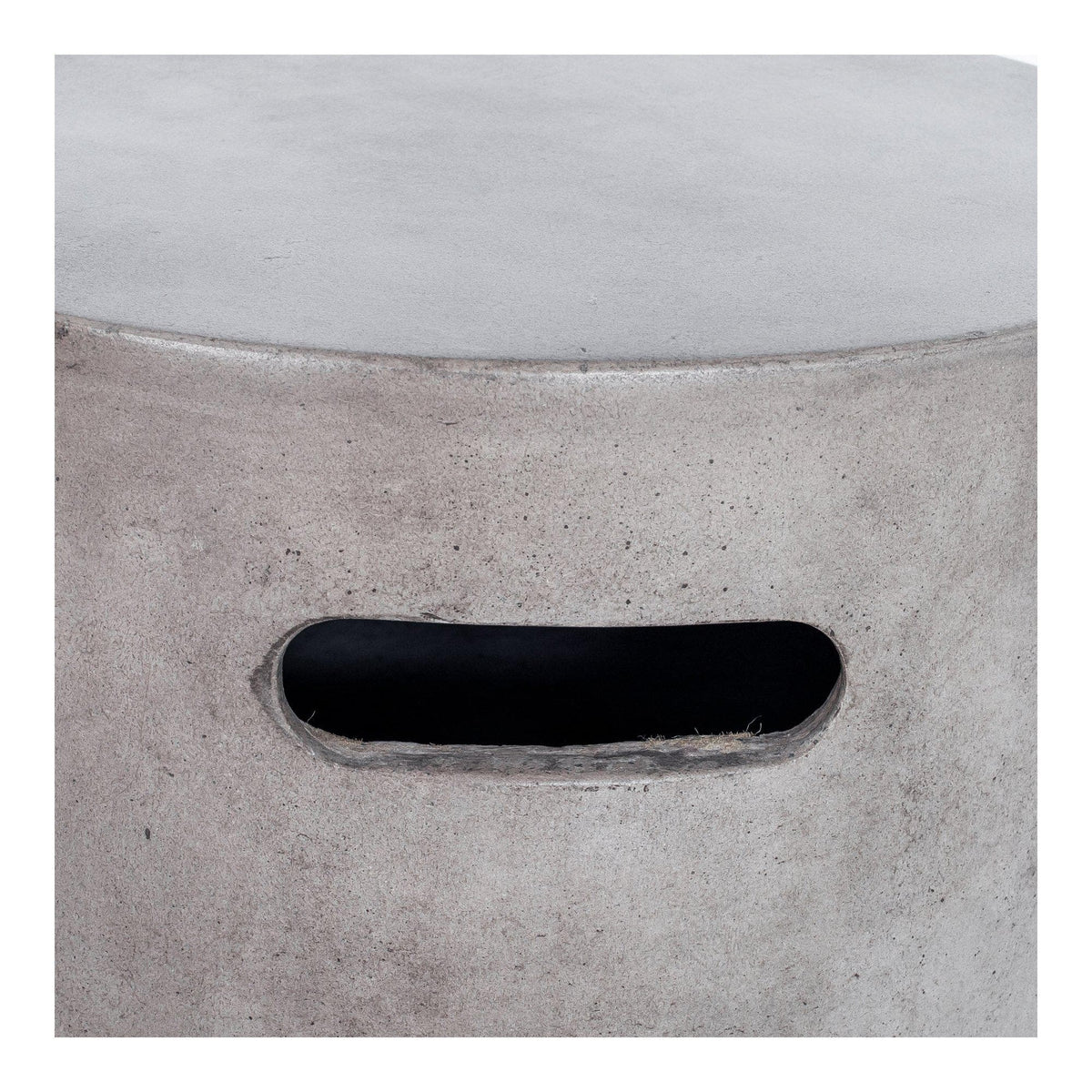 Cato Round Grey Concrete Outdoor Stool - Detail View | Bone & Brass