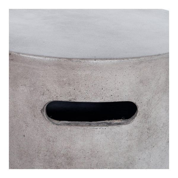 Cato Round Grey Concrete Outdoor Stool - Detail View | Bone & Brass