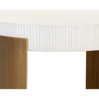 Cavette White Concrete & Brass Side Table - Table Top View | Bone & Brass