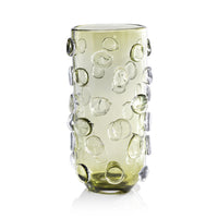 Celeste Tall Olive Green Glass Vase/Hurricane | Bone & Brass
