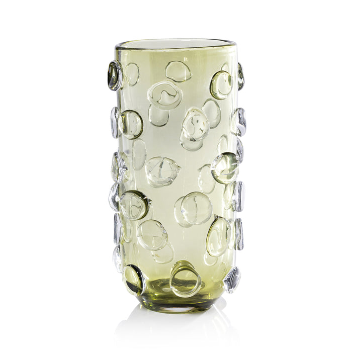 Celeste Tall Olive Green Glass Vase/Hurricane | Bone & Brass