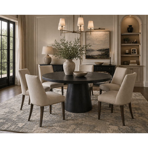 Celica Black Round Dining Table - Table Top View | Bone & Brass