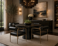 Celica Black Round Dining Table - Table Side View | Bone & Brass