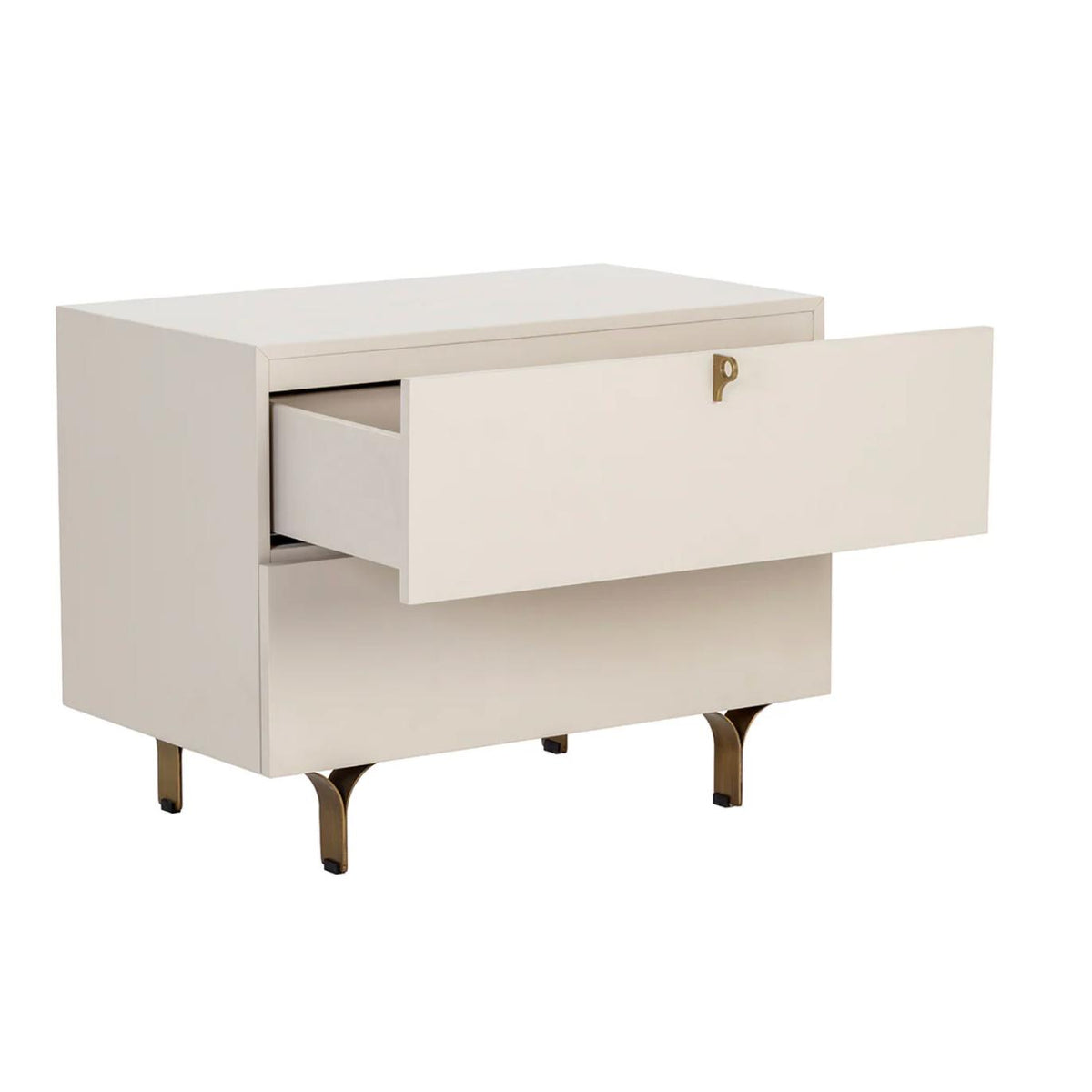 Celine Cream Nightstand - Nightstand Drawer Detail | Bone & Brass