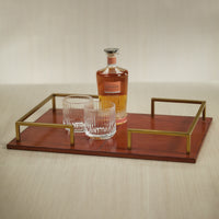 Chadwell Long Leather Bar Tray - Tray Top View | Bone & Brass