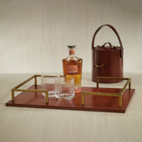 Chadwell Long Leather Bar Tray - Tray Side View | Bone & Brass