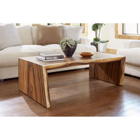 Chamcha Wood Waterfall Coffee Table - Table Top View | Bone & Brass