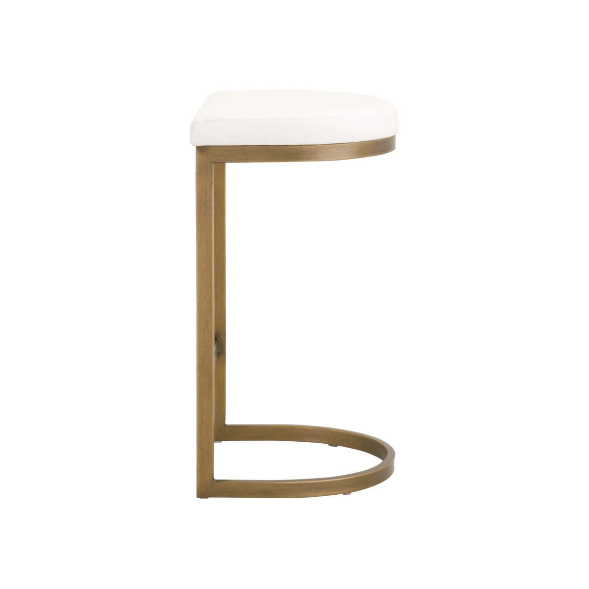 Charlie White & Brass Counter Stool - Stool Side View | Bone & Brass