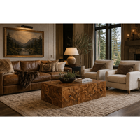Rectangle Teak Slice Coffee Table - Table Top View | Bone & Brass