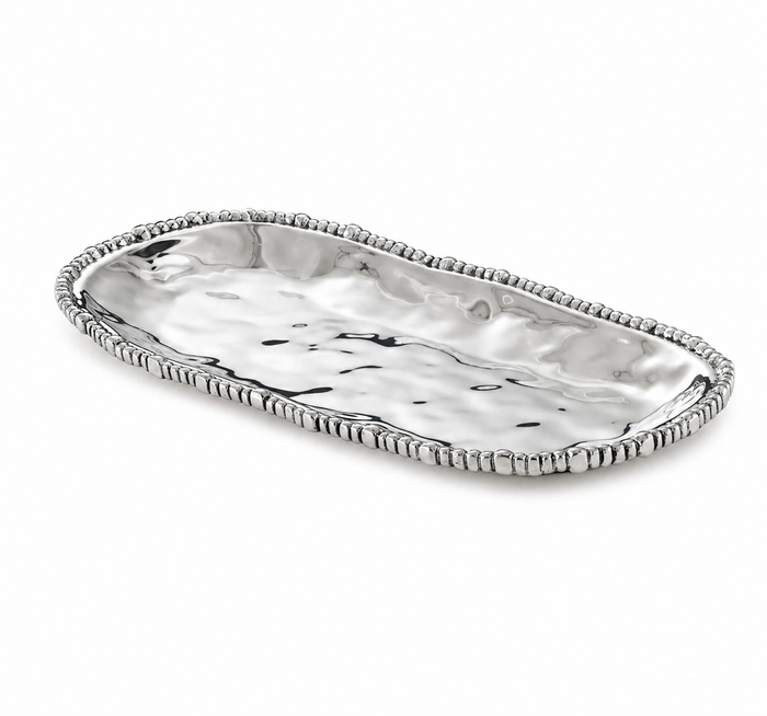 Silver Organic Pearl Small Oval Platter