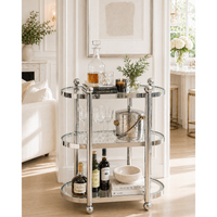 Three-Tier Nickel Oval Bar Cart - Bar Cart Detail | Bone & Brass