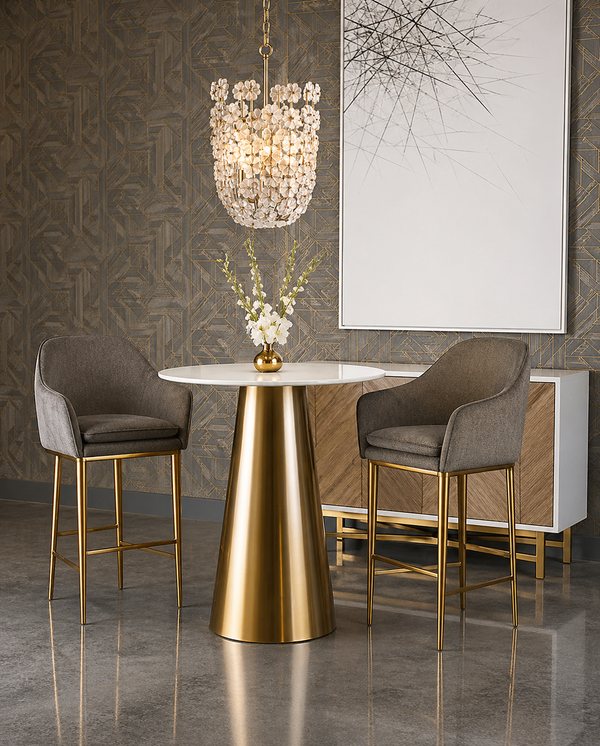 Damon Marble & Gold Round Bistro Table