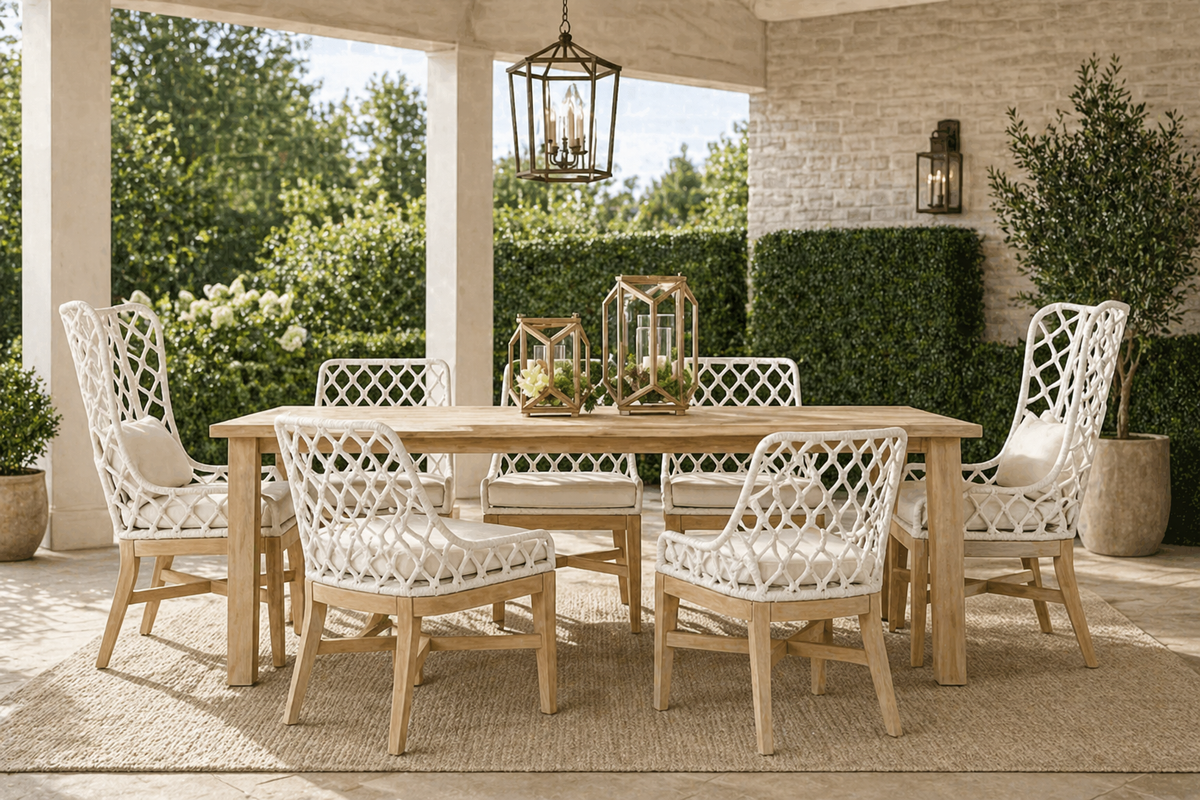 Lois White Rope Outdoor Dining Chair - Outdoor Dining Chair Side View | Bone & Brass