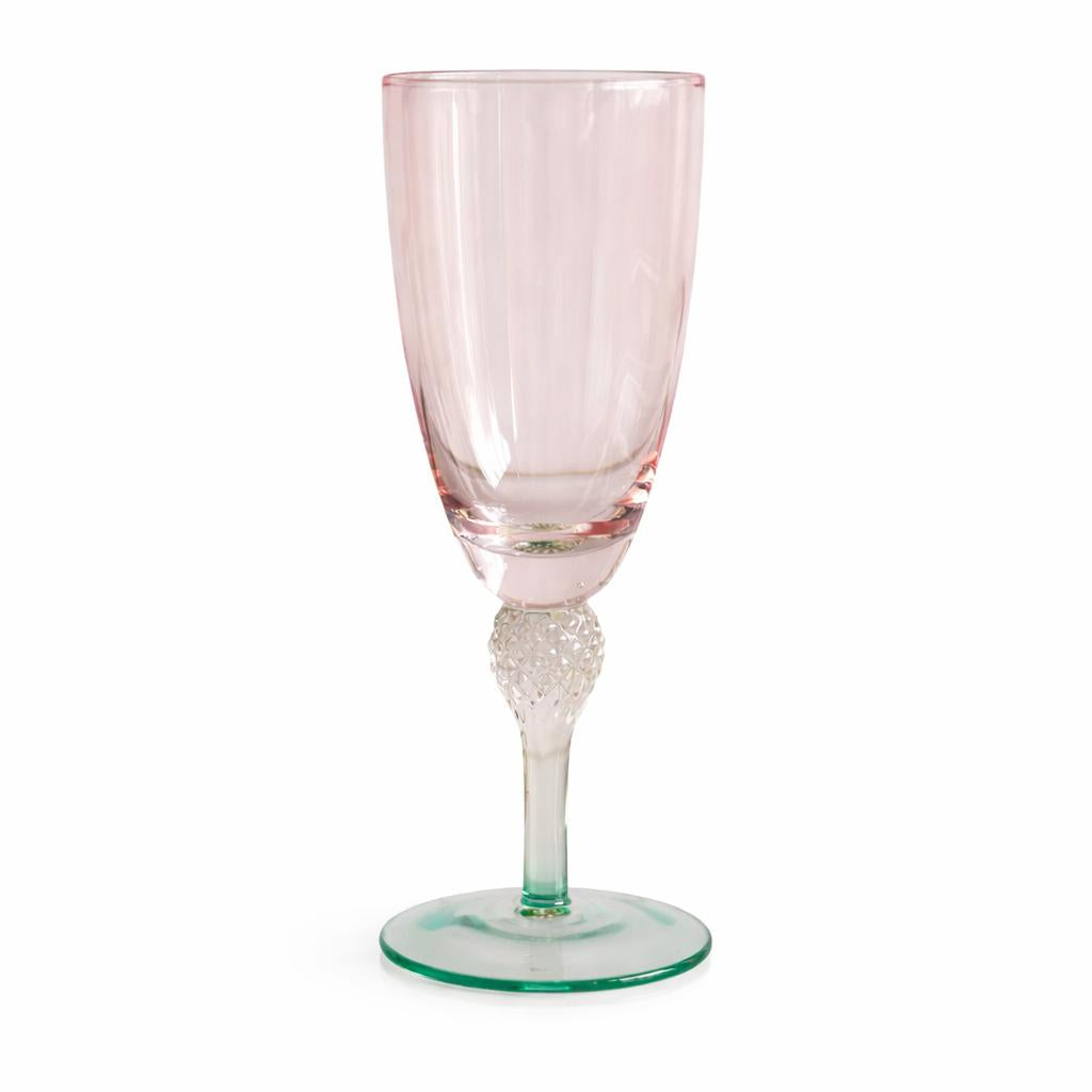 Pink & Green Aquarelle Champagne Flute Set of 4 | Bone & Brass
