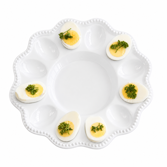 White Deviled Egg Melamine Serving Platter