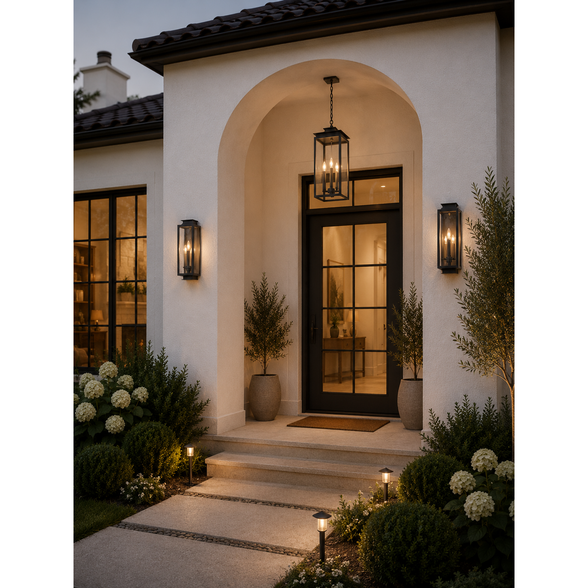 Black Layered Glass Outdoor Pendant