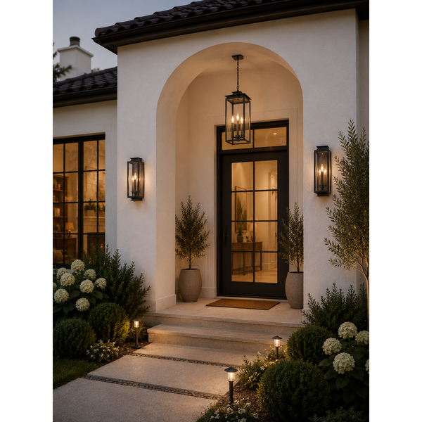 Black Layered Glass Outdoor Pendant