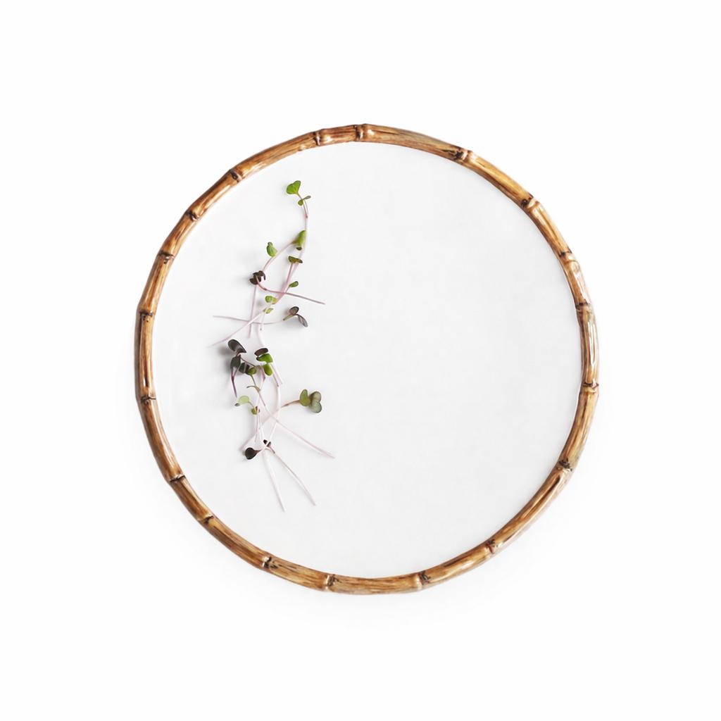 Vida White & Natural Bamboo 11" Dinner Plate Set of 4
