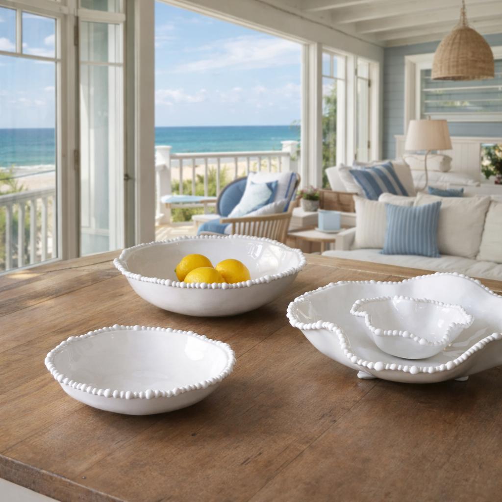 White Alegria Pasta Bowl Set of 4 - Bowl Detail | Bone & Brass