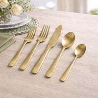 Charlotte Champagne Gold Flatware Set of 5 - Flatware Detail | Bone & Brass
