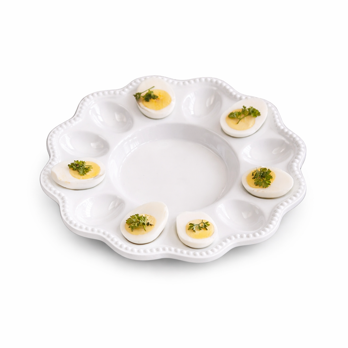 White Alegria Deviled Egg Platter