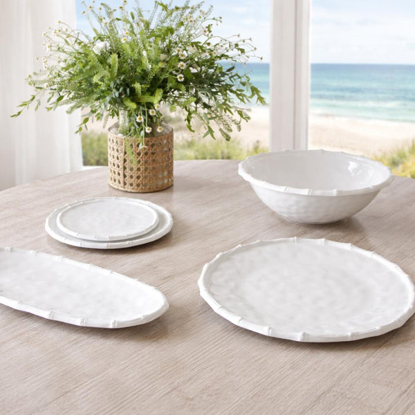 White Bamboo Salad Plate Set of 4