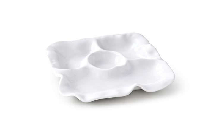 White Havana Multi Chip & Dip Serving Bowl