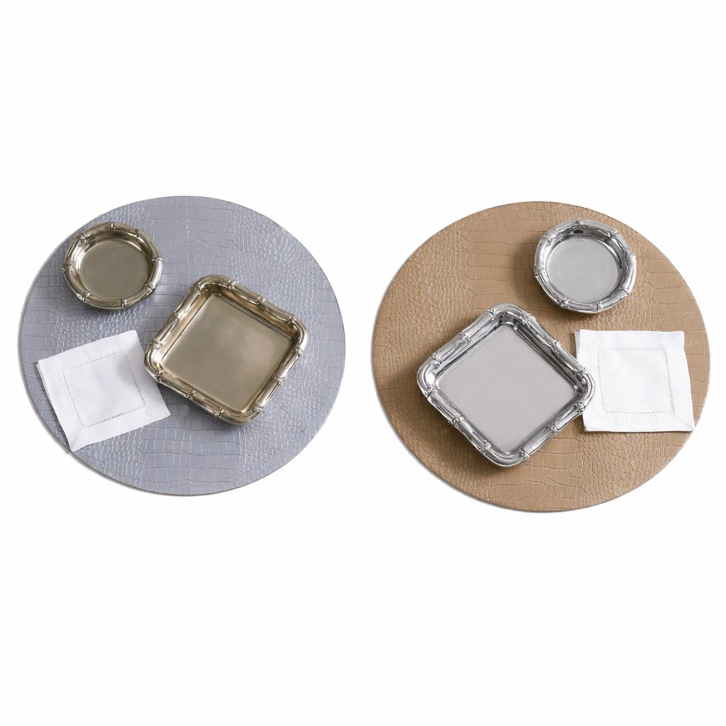 Vida Croc Silver & Gold Reversible Round Placemats Set of 4 - Placemat Texture Detail | Bone & Brass