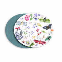 Vida Teal Croc & Butterfly Reversible Round Placemats Set of 4 | Bone & Brass