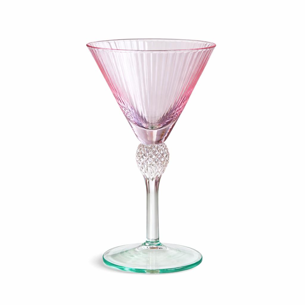 Aquarelle Pink | Yellow | Green Martini Glasses Set of 4 | Bone & Brass