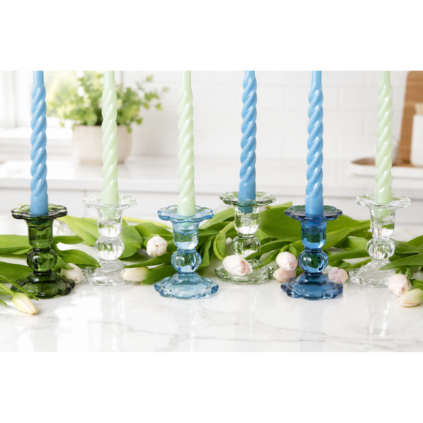 Green Gradient Candlestick Holders, Set of 3