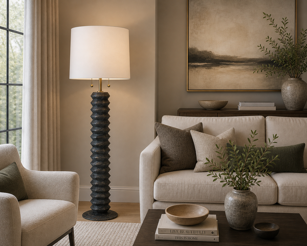 Accordion Floor Lamp Ebony - Floor Lamp Detail | Bone & Brass