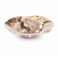 White & Gold Swirl Glass Decorative Bowl | Bone & Brass