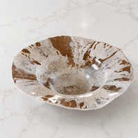 White & Gold Swirl Glass Decorative Bowl - Bowl Detail | Bone & Brass