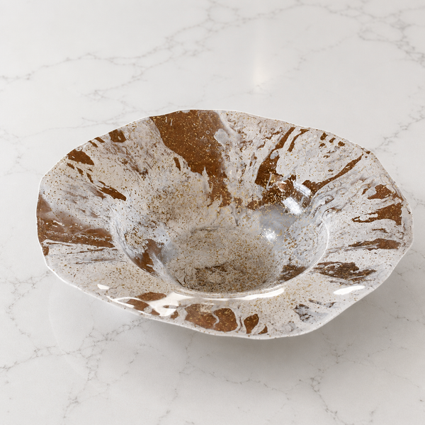 White & Gold Swirl Glass Decorative Bowl - Bowl Detail | Bone & Brass