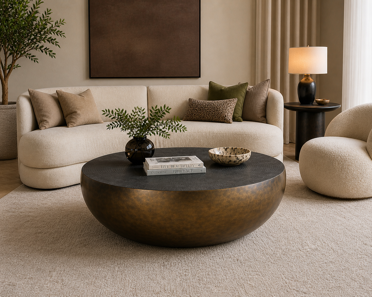 Cale Bronze Aluminum Indoor & Outdoor Coffee Table - Table Side View | Bone & Brass