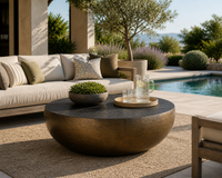 Cale Bronze Aluminum Indoor & Outdoor Coffee Table - Table Top View | Bone & Brass