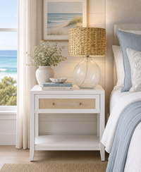 Hiland Rattan & White Nightstand