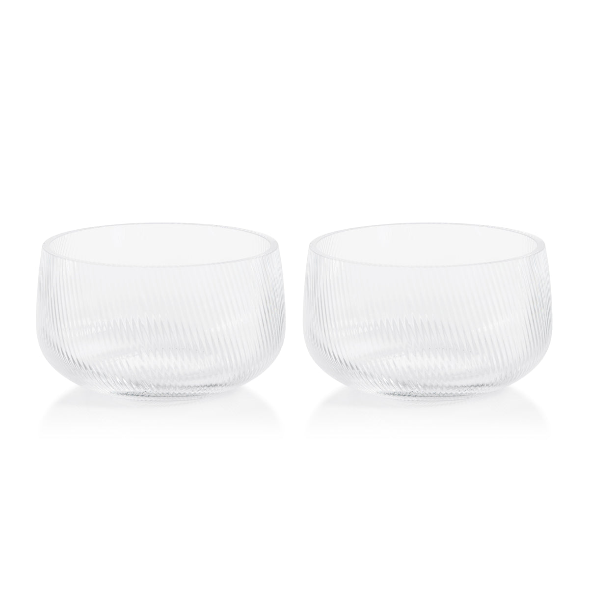 Chatham 6.25" Rippled Glass Bowls, Set 2 - Bowl Top View | Bone & Brass