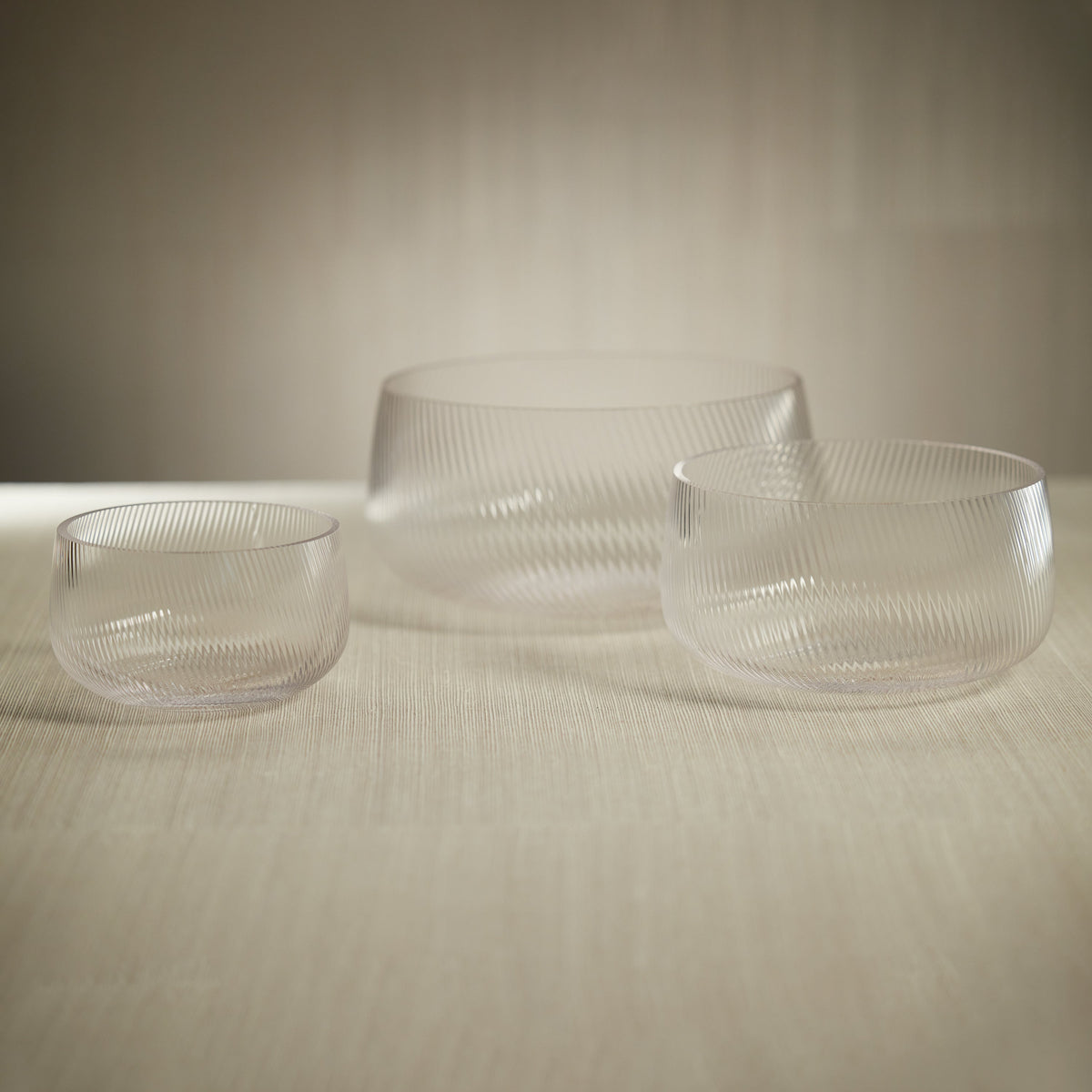 Chatham 6.25" Rippled Glass Bowls, Set 2 - Bowl Side View | Bone & Brass