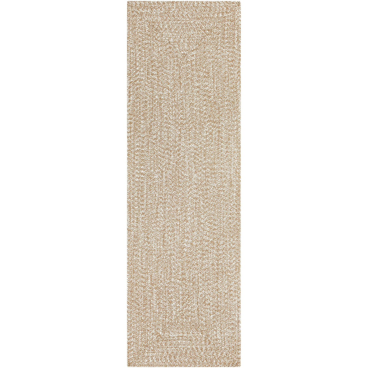 Chesapeake Bay Camel & Cream Outdoor Rug, a rectangular machine-woven polypropylene rug with braided texture.