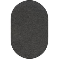 Chesapeake Bay Charcoal Outdoor Rug, an oval, braided polypropylene rug with a no-pile texture.