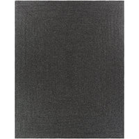 Charcoal gray braided polypropylene outdoor rug with a subtle textured border.