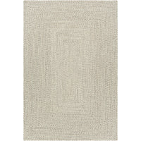 Chesapeake Bay Cream Outdoor Rug, machine-woven polypropylene with braided texture, no pile.