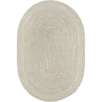 Oval Chesapeake Bay Cream outdoor rug with braided polypropylene texture.