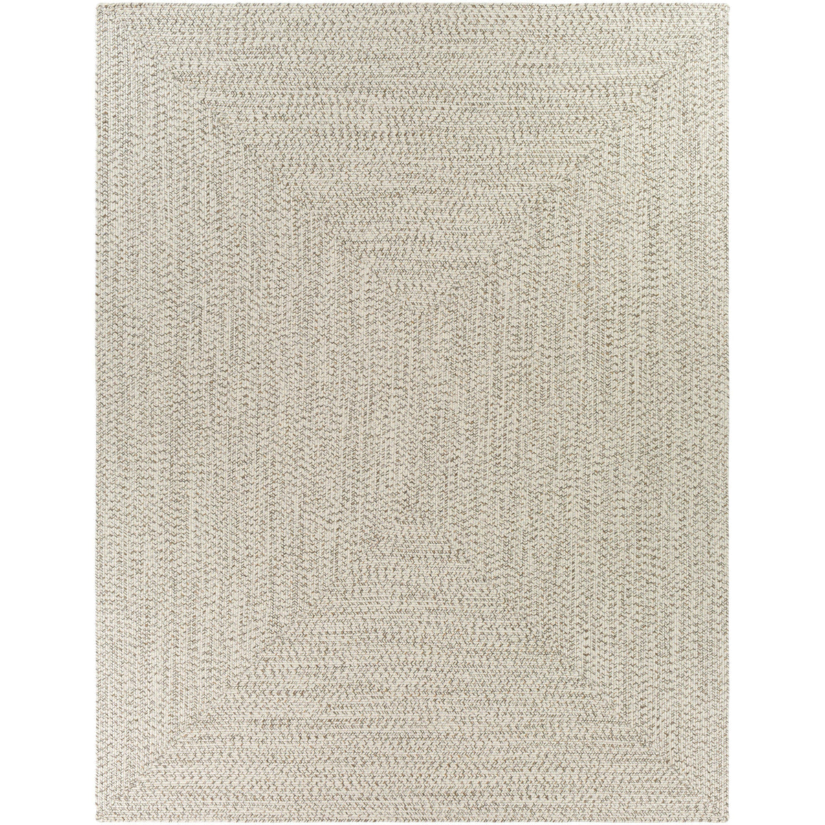 Chesapeake Bay Cream Outdoor Rug, machine-woven polypropylene with braided texture.
