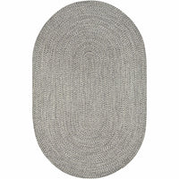 Chesapeake Bay Gray oval outdoor rug with braided polypropylene texture.