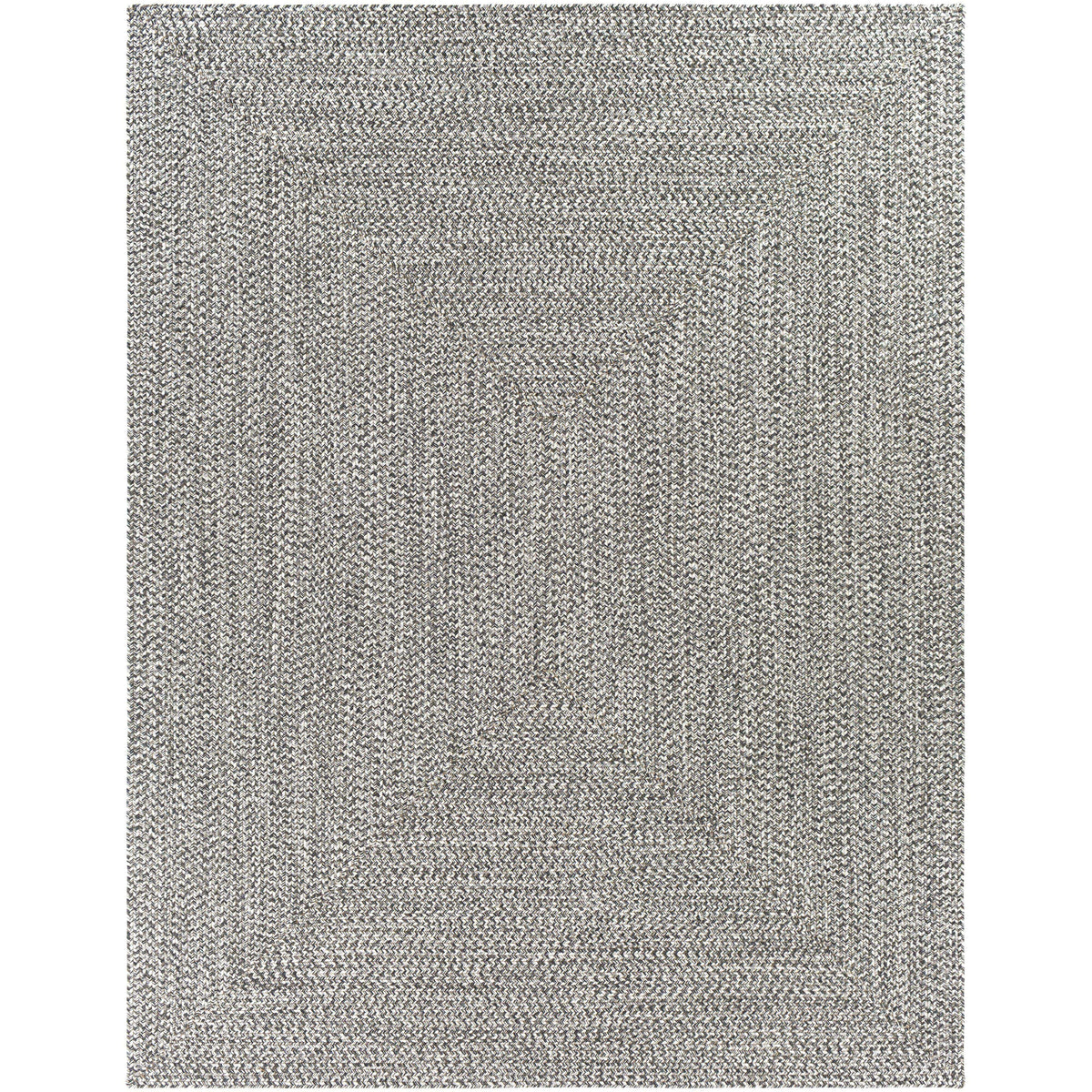 Chesapeake Bay Gray outdoor rug, braided polypropylene, machine woven, no pile, rectangular.